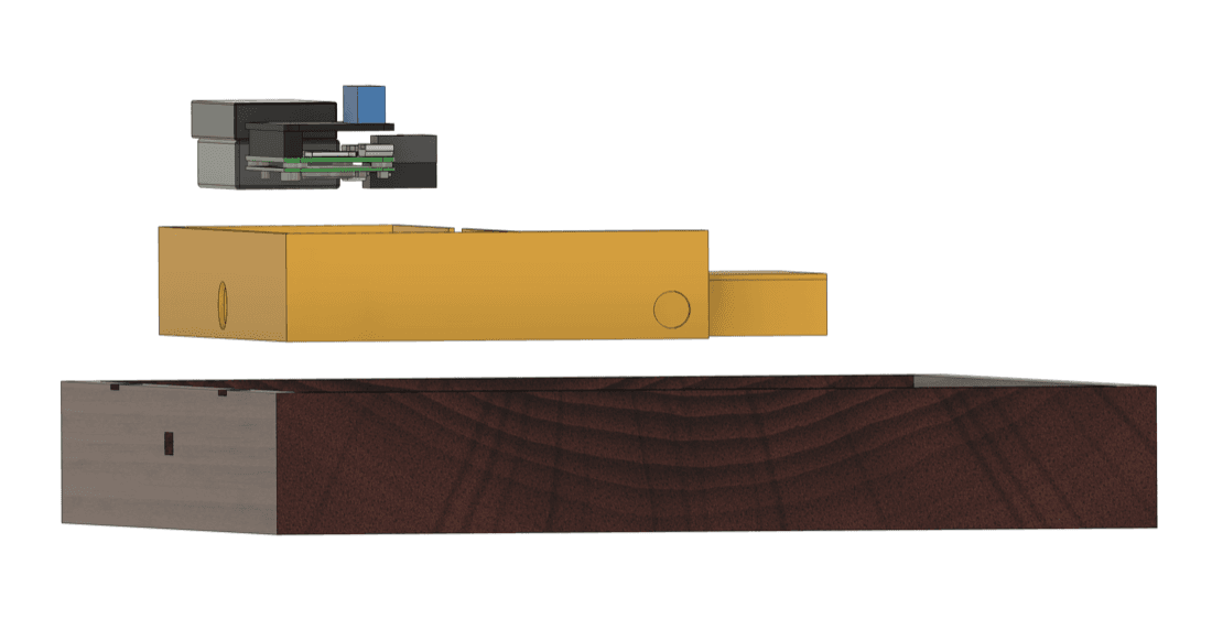 The electronics enclosures for the underside of the lid